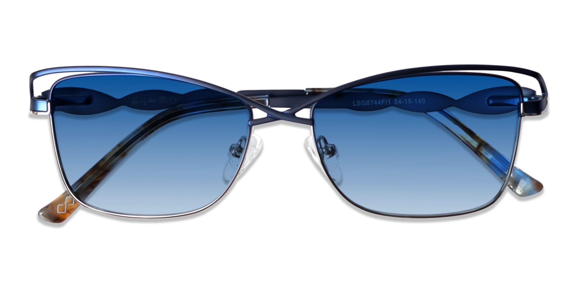 Matte Azure Blue & Silver Cat-eye Sunglasses 6