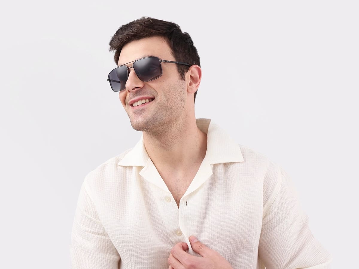 Gunmetal Pilot Double Bridge Sunglasses  42