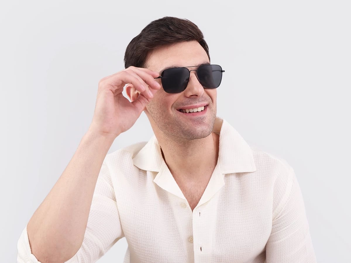 Black Metal Double Bridge Pilot Sunglasses 43