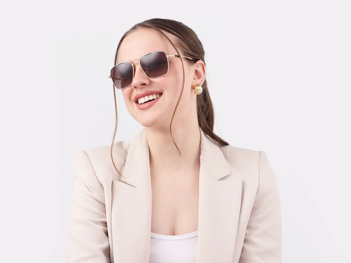 Gold Lightweight Meta Pilot Sunglasses 52