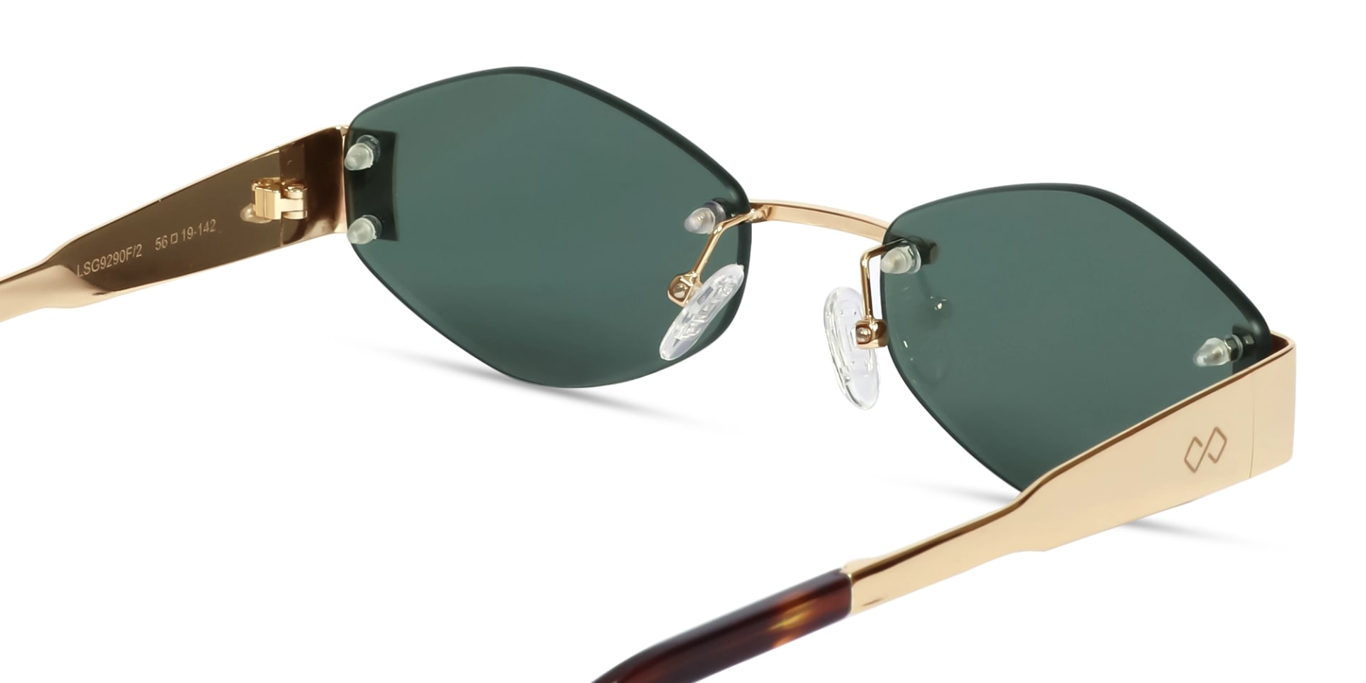 Champagne Gold Metal Rimless Sunglasses-5