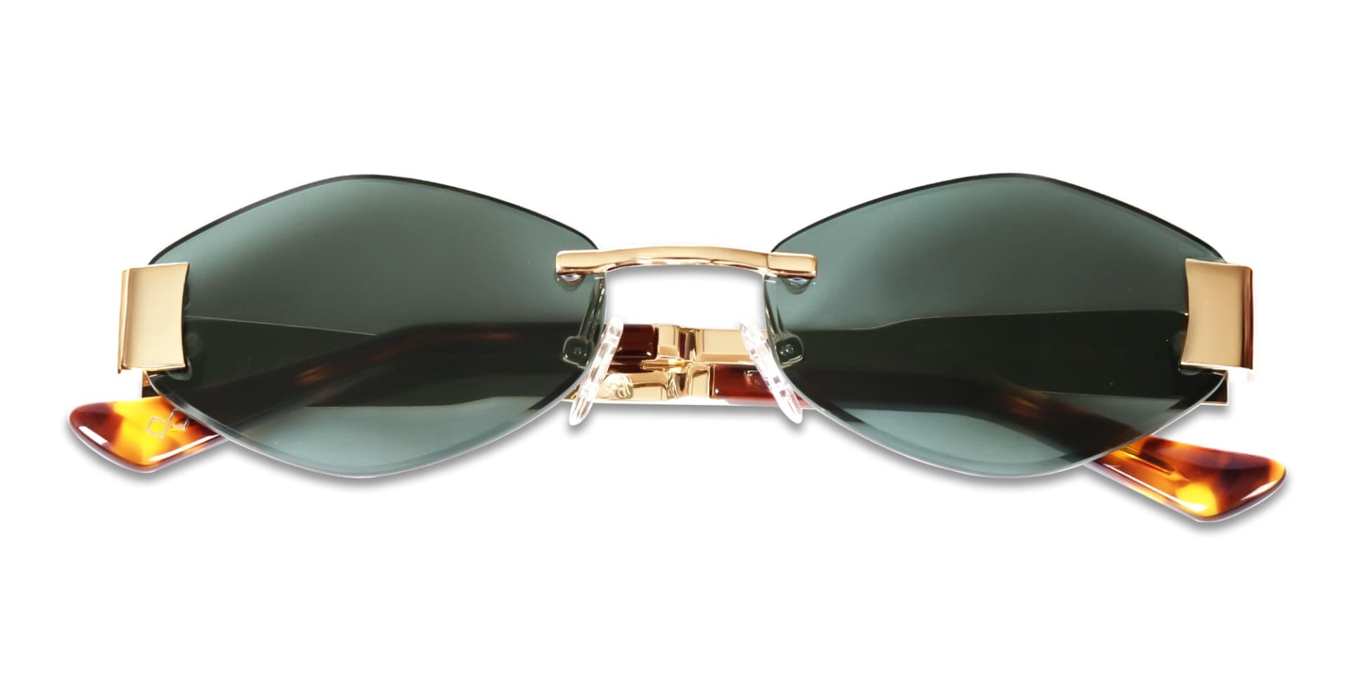 Champagne Gold Metal Rimless Sunglasses-6