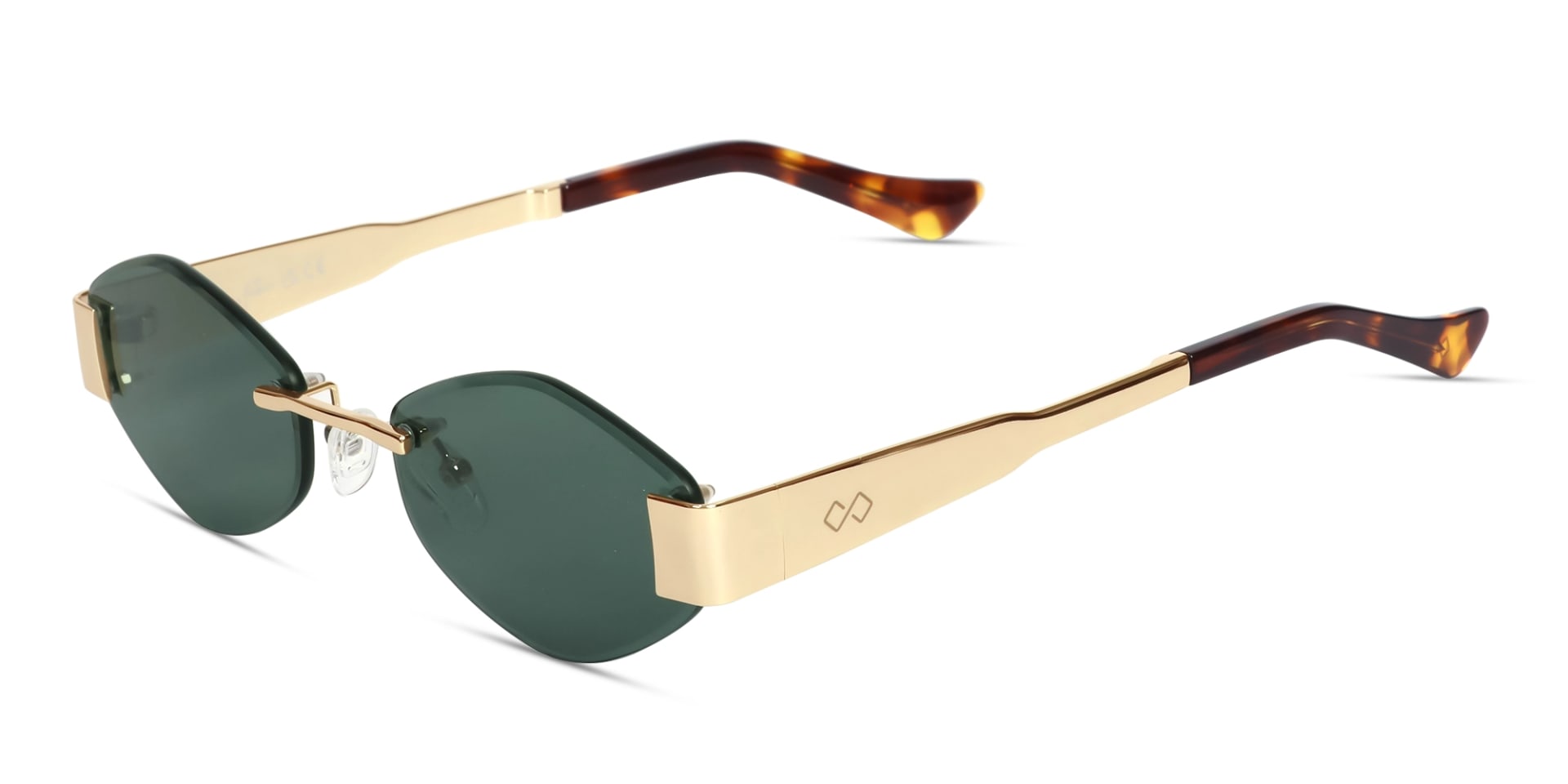 Champagne Gold Metal Rimless Sunglasses-3