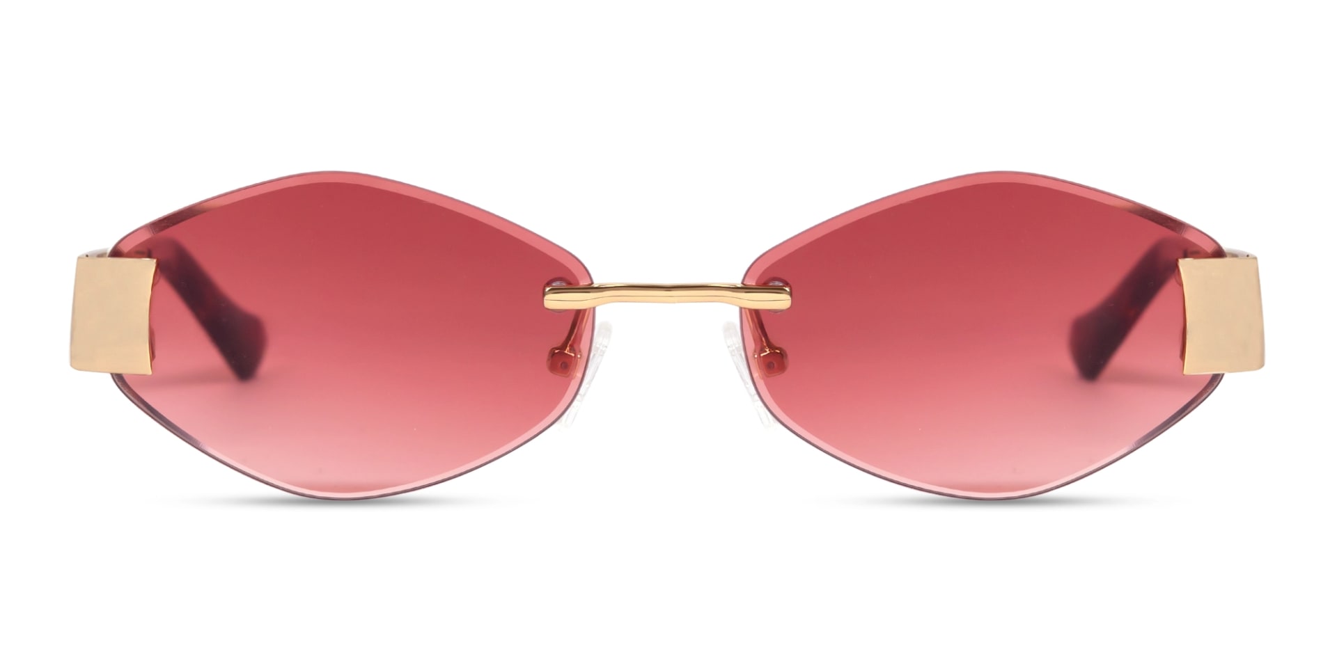 Champagne Gold Rimless Geometric Sunglasses-1