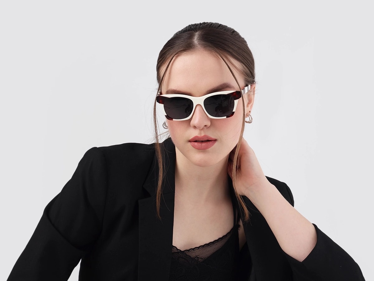 White & Tortoise Square Cat-Eye Sunglasses 51