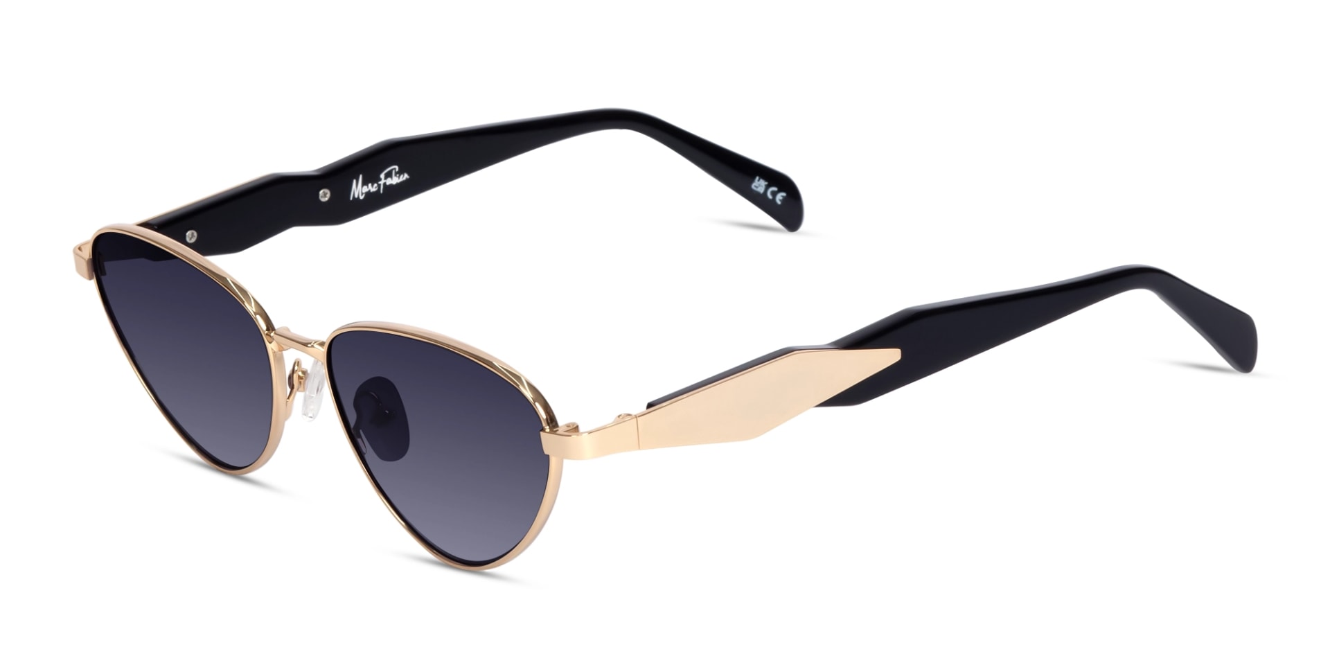 Gold Cat-Eye Sunglasses With Purple Tint-3