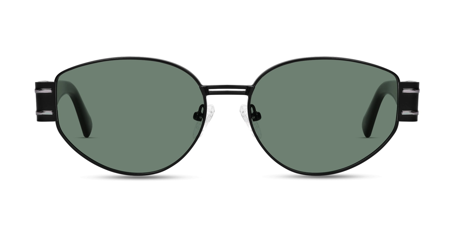 Matte Black Oval Metal Frame Sunglasses-1