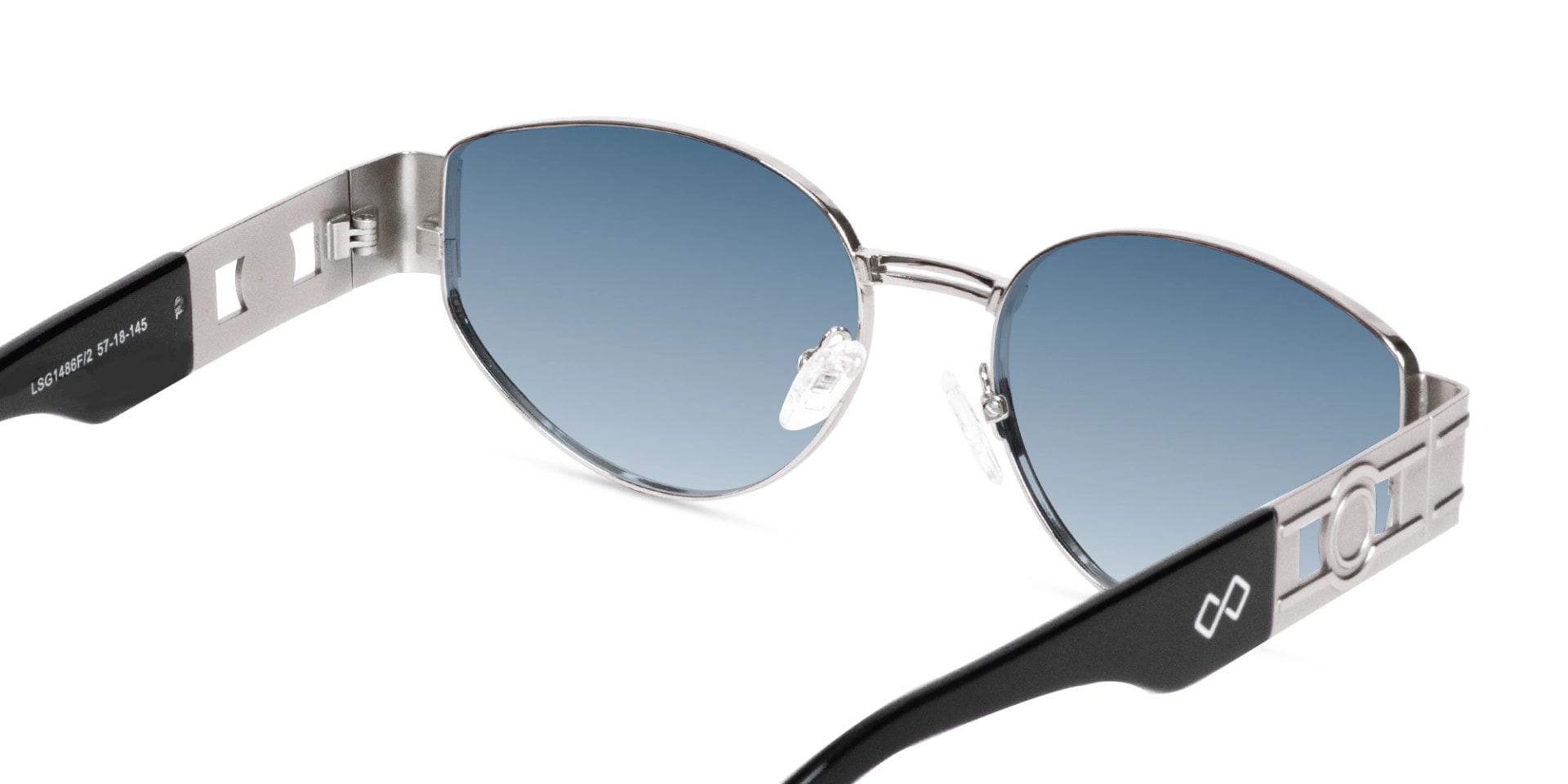 Silver Metal Frame Oval Sunglasses With Blue Tint-5