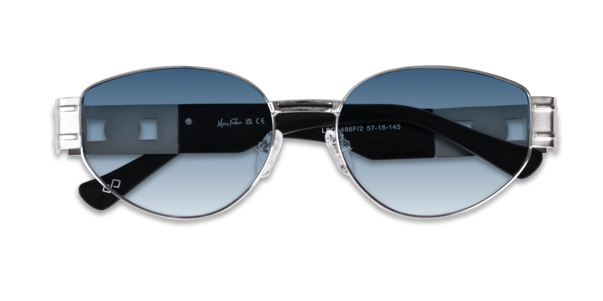Silver Metal Frame Oval Sunglasses With Blue Tint-6