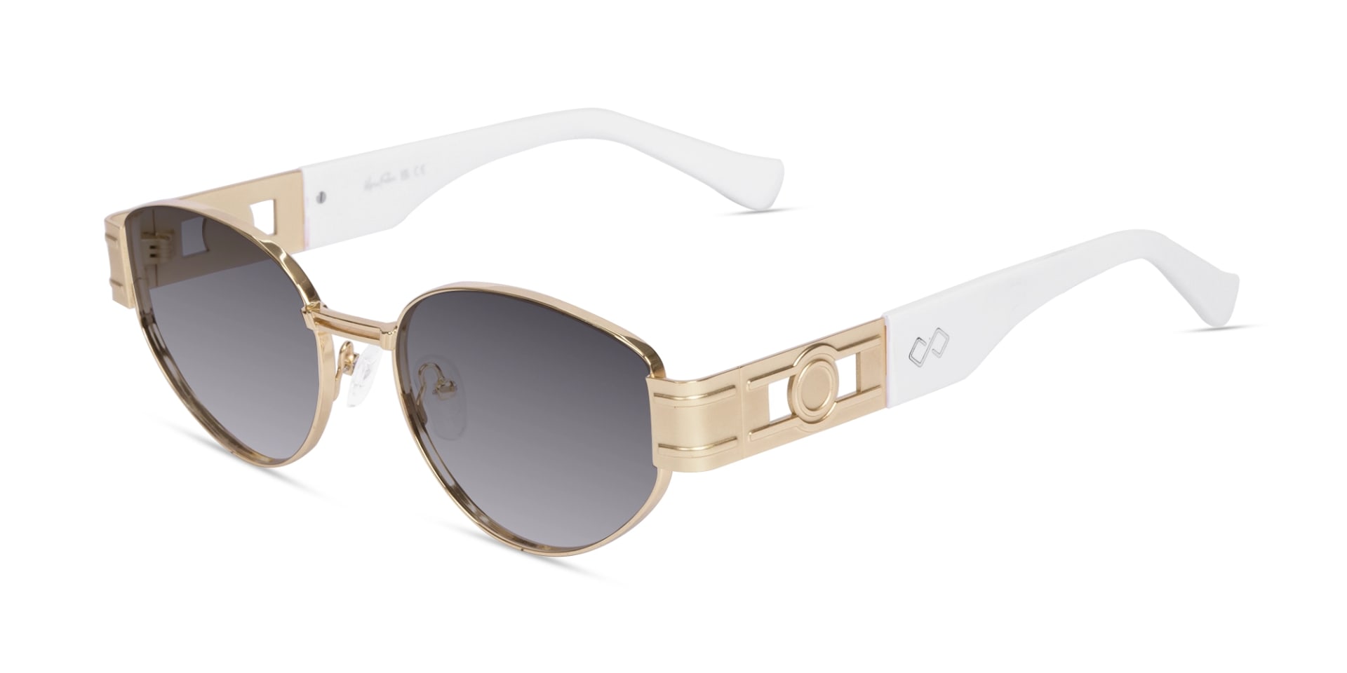 Oval Matte Gold Blue Tint Sunglasses-3