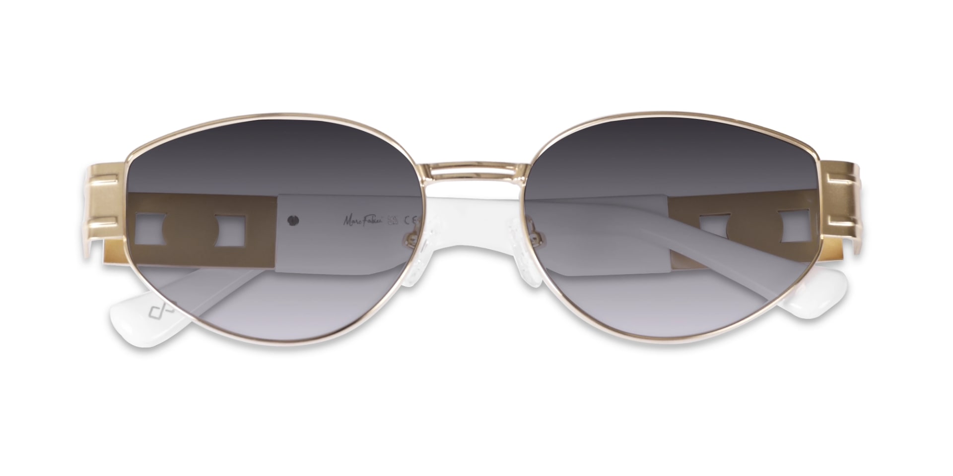 Oval Matte Gold Blue Tint Sunglasses-6