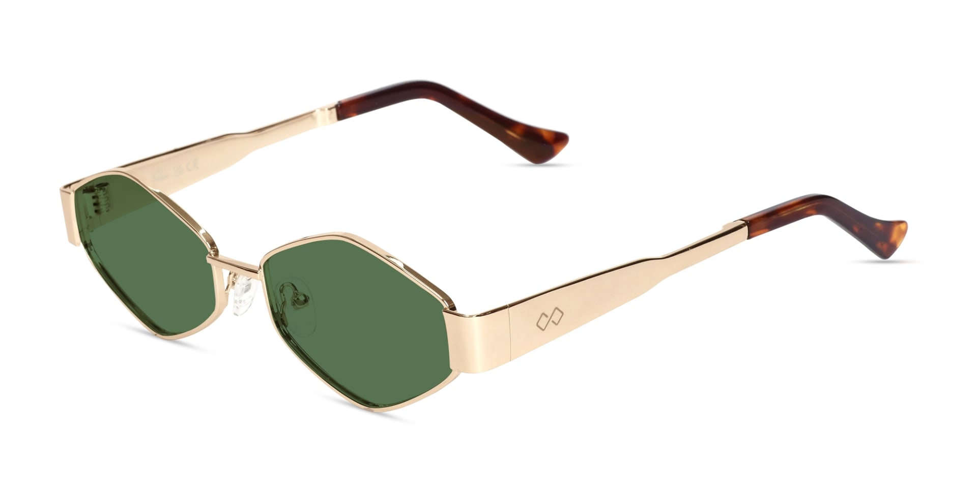 Champagne Gold Metal Full Rim Geometric Sunglasses-3