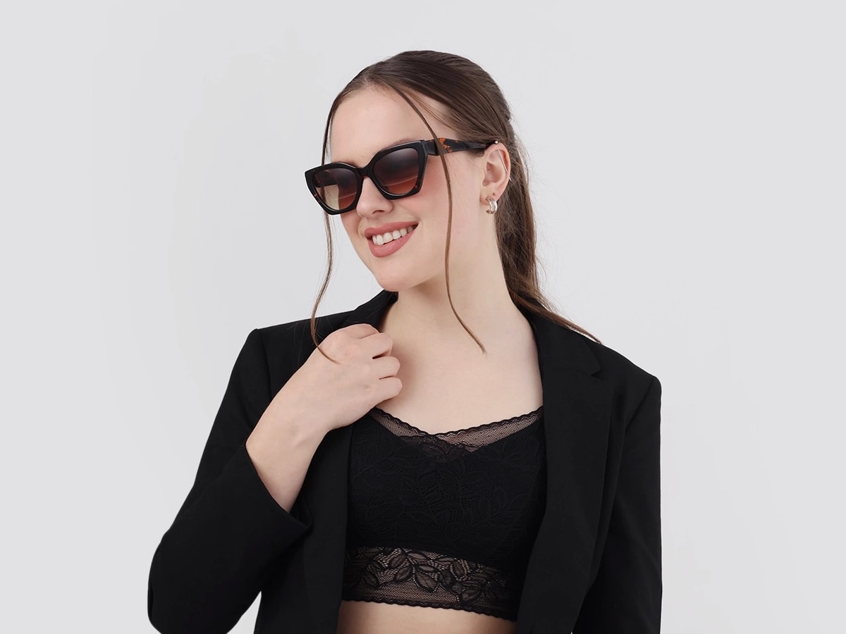 Honey Tortoise Cat-Eye Geometric Sunglasses-53