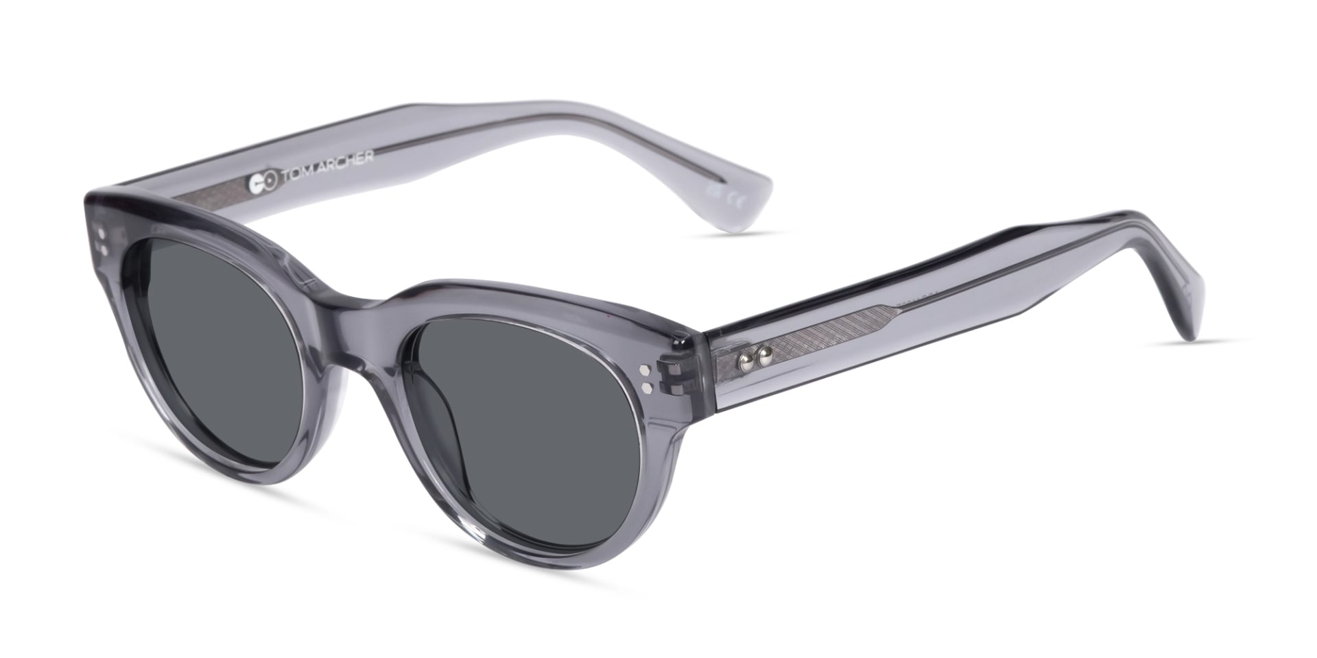 Crystal Blueish Grey Cat-Eye Oval Sunglasses-3