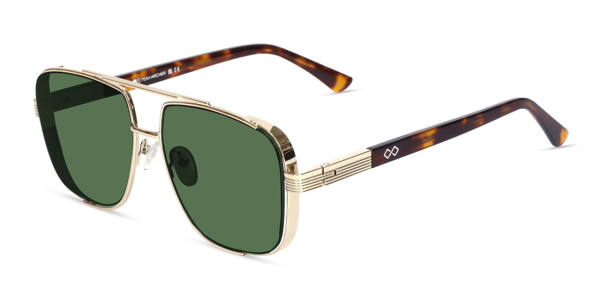 Champagne Gold Metal Double Bridge Sunglasses-3