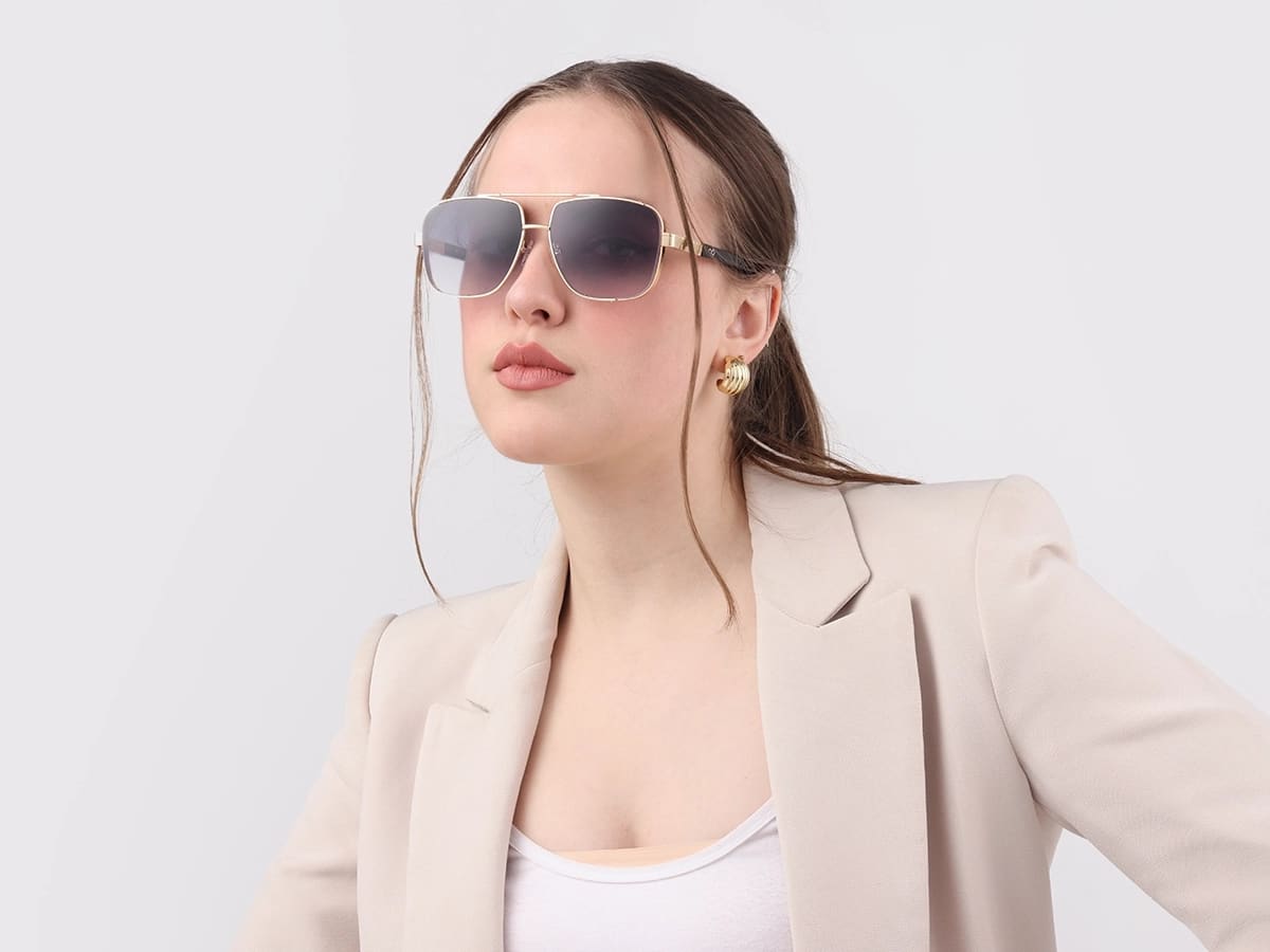 Gold Pilot Double Bridge Sunglasses-52