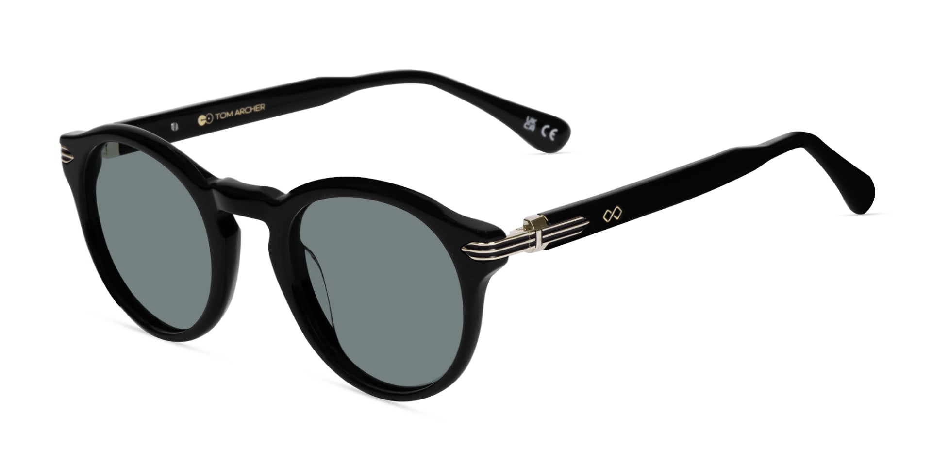 Black Round Acetate Full Rim Sunglasses-3
