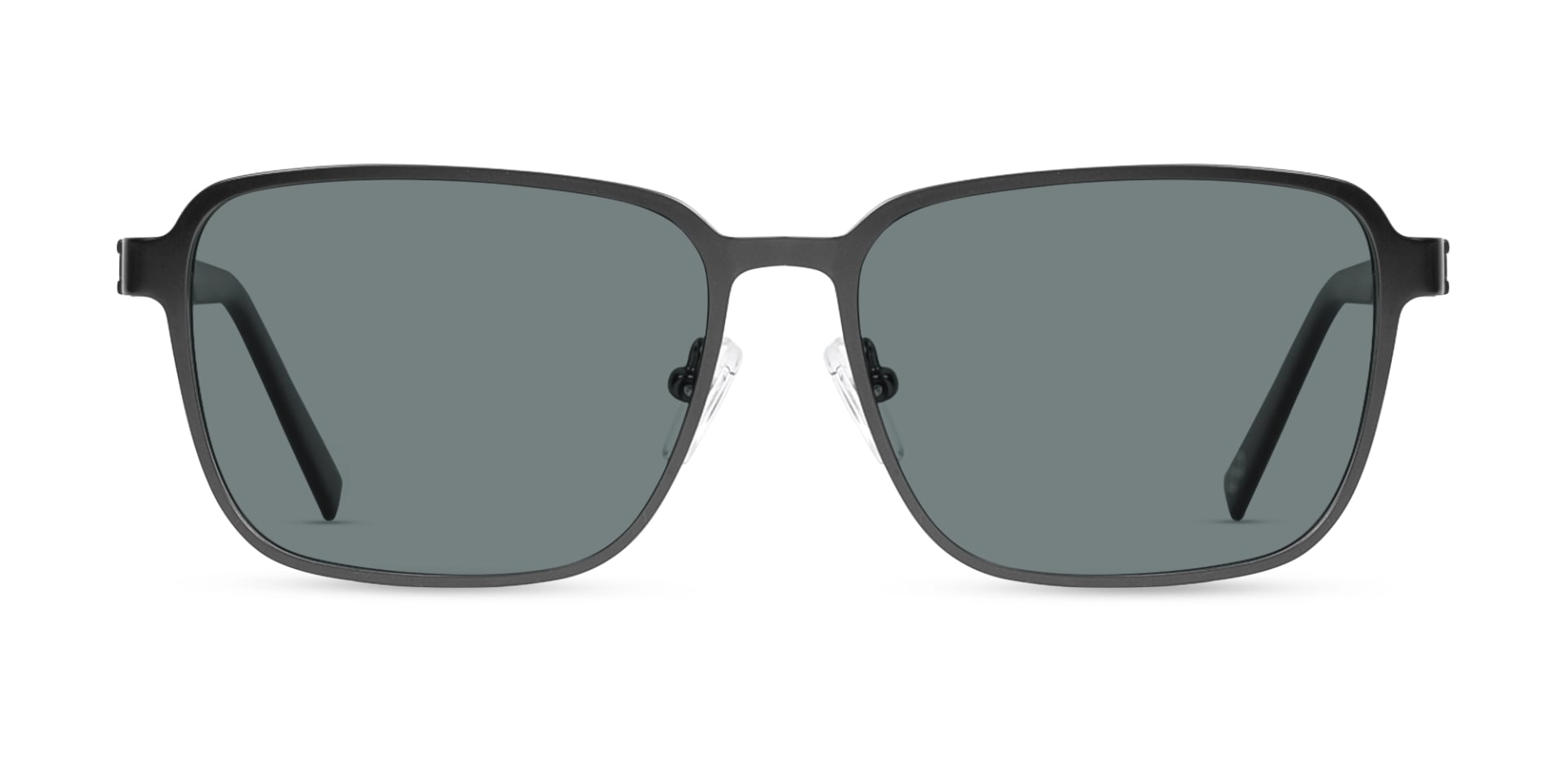 Matte Black Square Metal Full-Rim Sunglasses 1