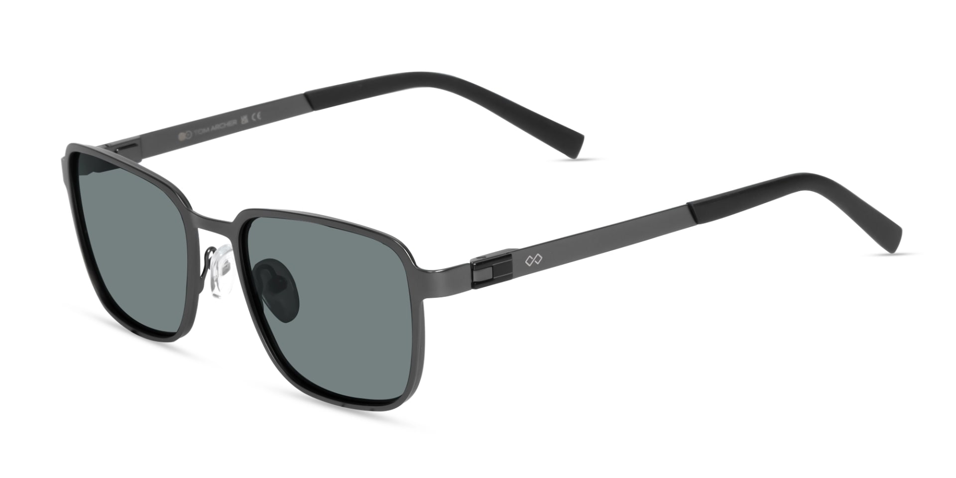 Matte Black Square Metal Full-Rim Sunglasses 3