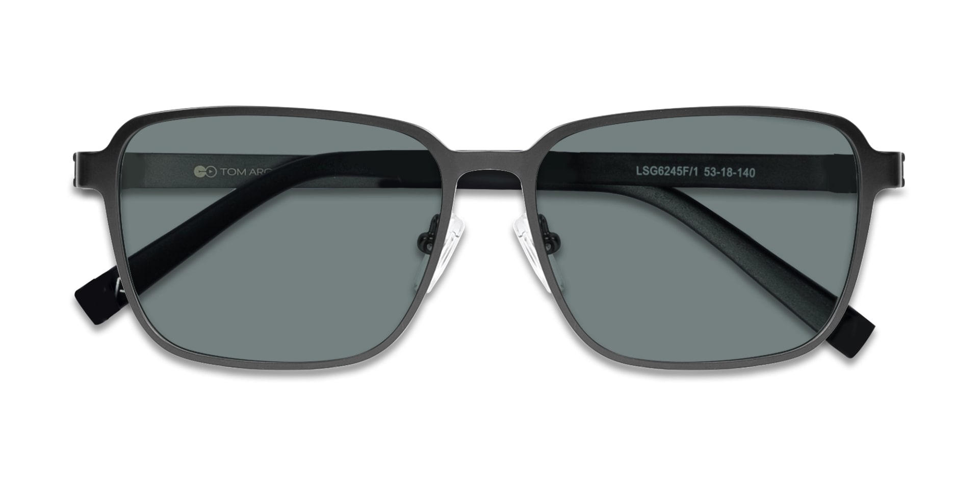 Matte Black Square Metal Full-Rim Sunglasses 6