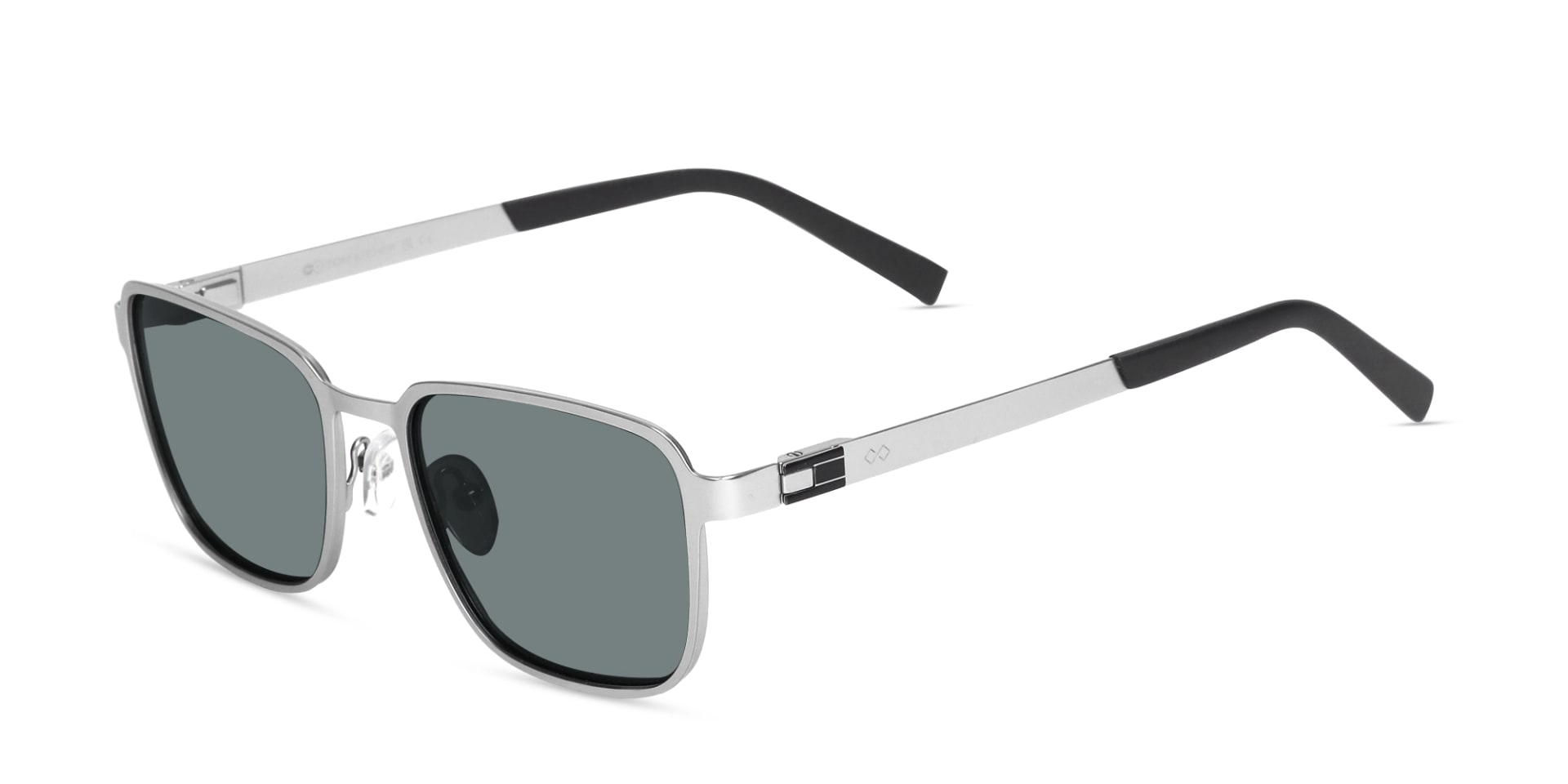 Matte Silver Metal Full-Rim Sunglasses With Nose Pads  3