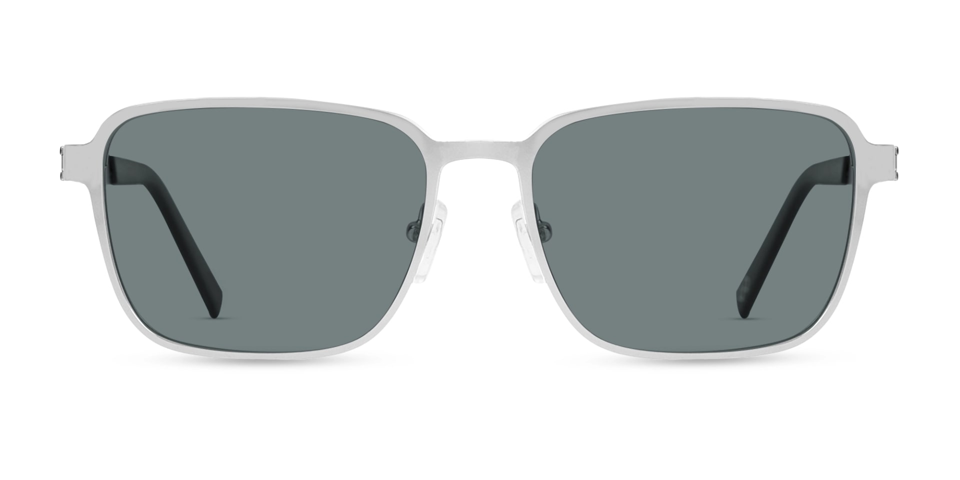 Matte Silver Metal Full-Rim Sunglasses With Nose Pads  1