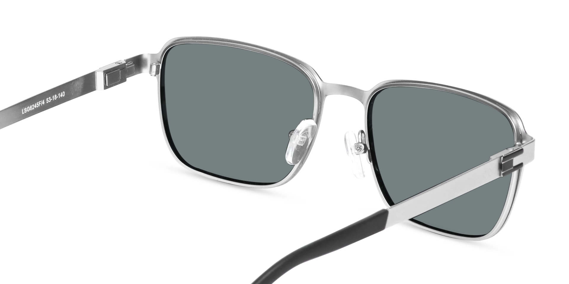 Matte Silver Metal Full-Rim Sunglasses With Nose Pads  5