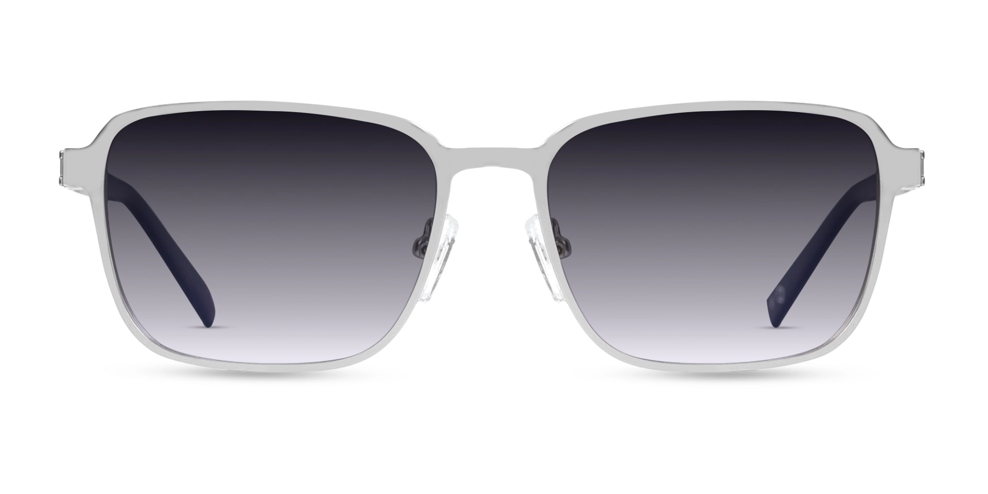 Matte Silver Rectangle Metal Full-Rim Sunglasses 1