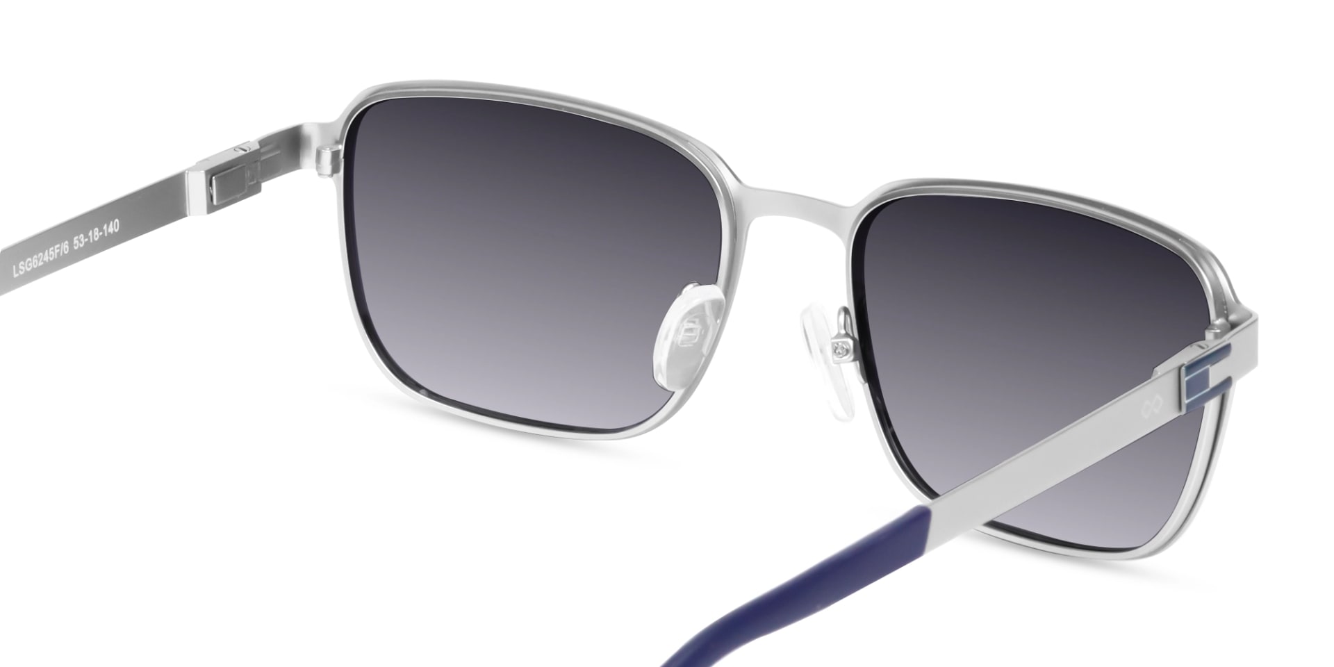 Matte Silver Rectangle Metal Full-Rim Sunglasses 5