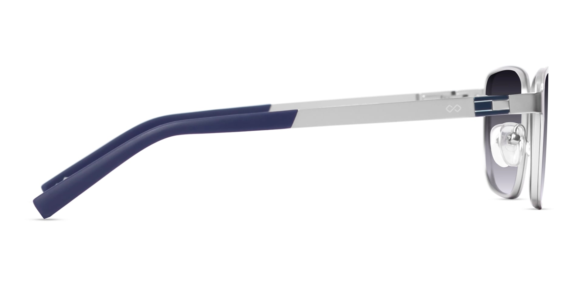 Matte Silver Rectangle Metal Full-Rim Sunglasses 4