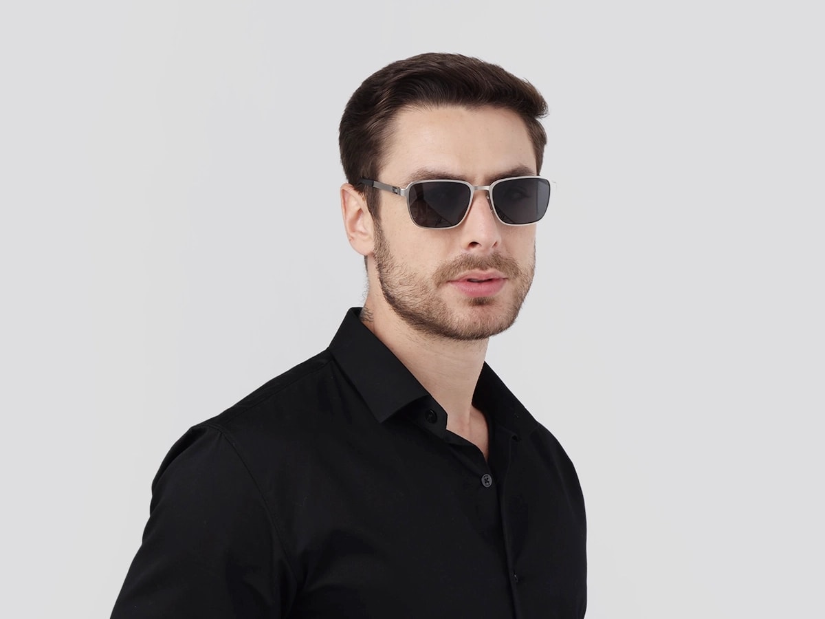 Matte Silver Metal Full-Rim Sunglasses With Nose Pads  41