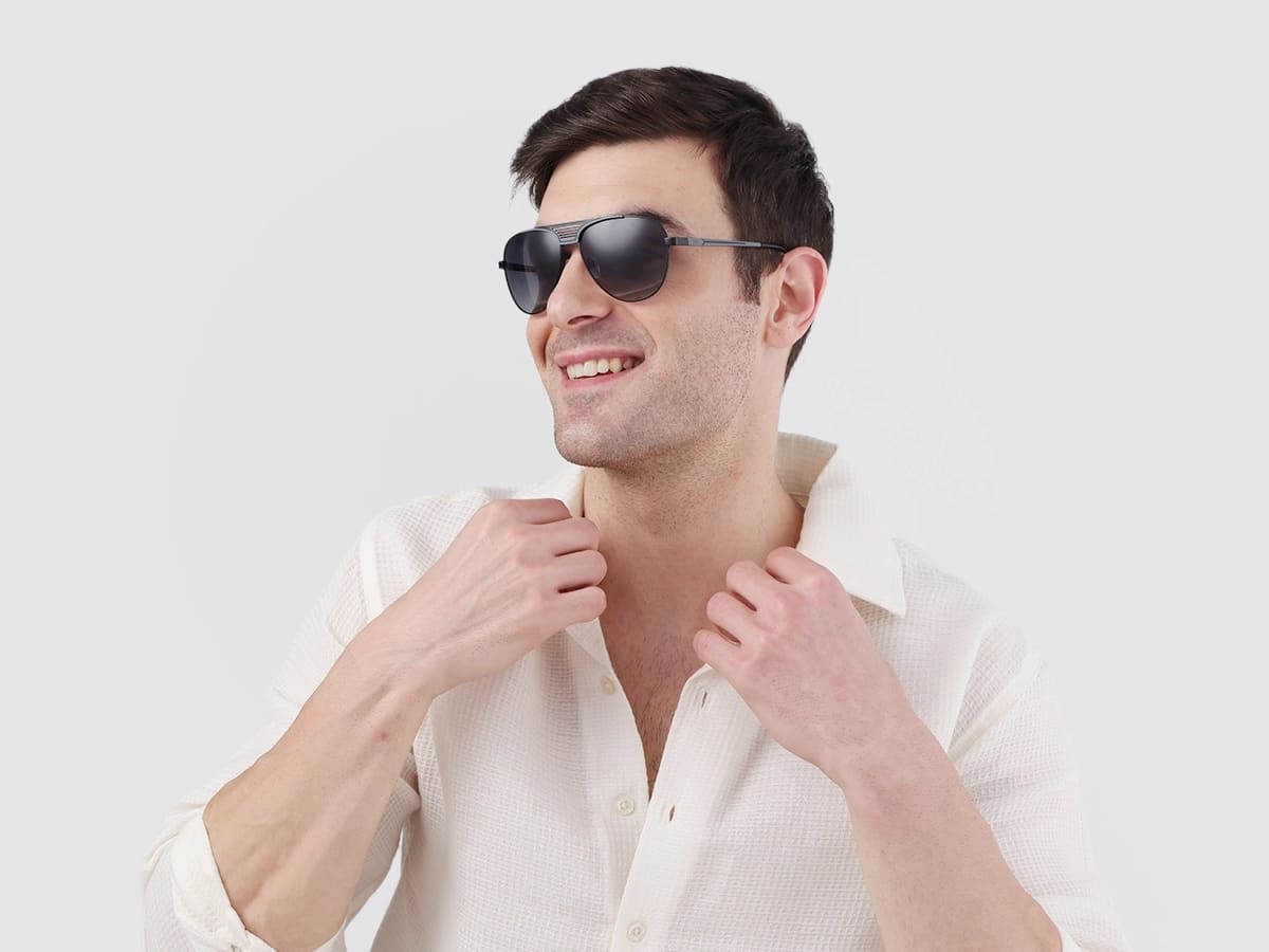 Black Metal Pilot Sunglasses With Nose Pad 42