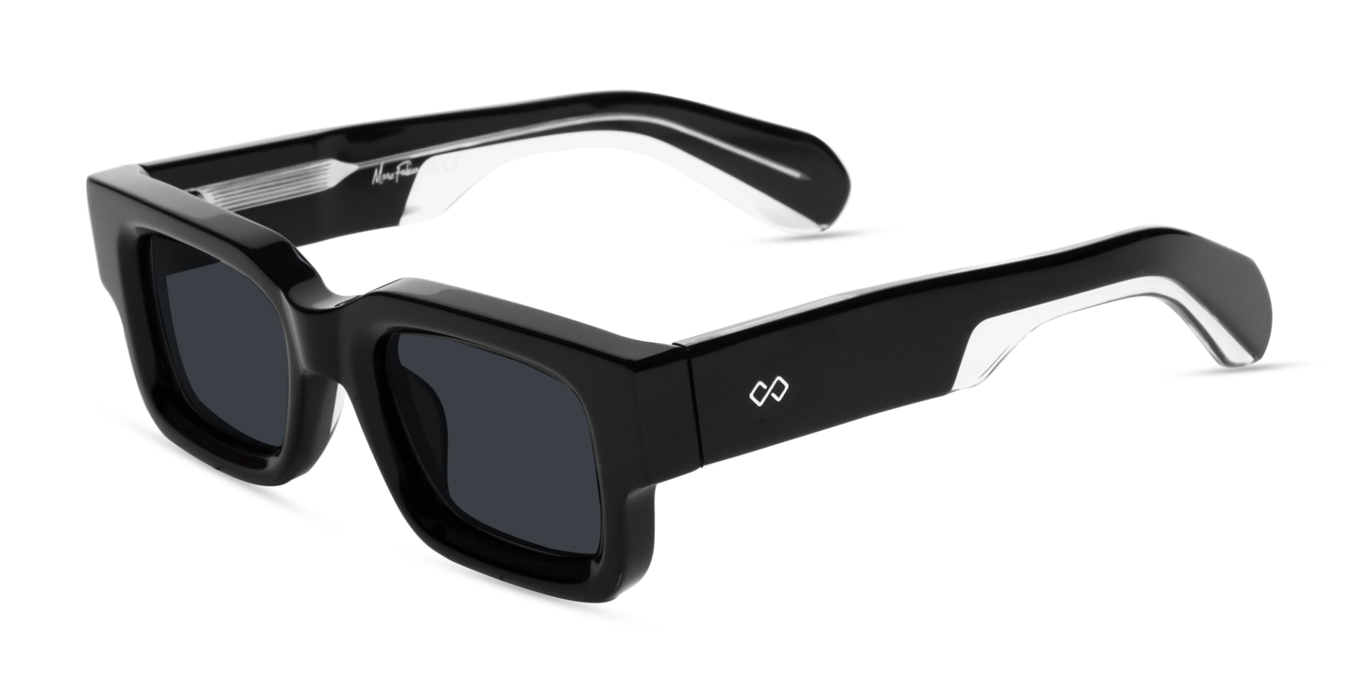 Black Rectangle Acetate Full Rim Sunglasses-3