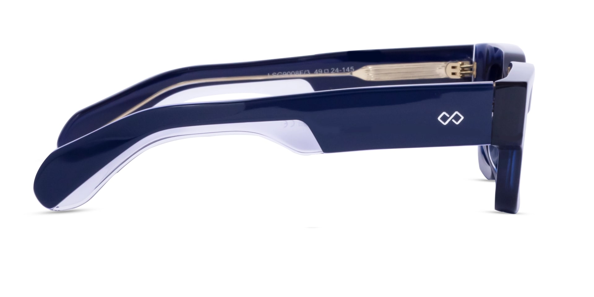 Thick Crystal Blue Rectangle Sunglasses-4