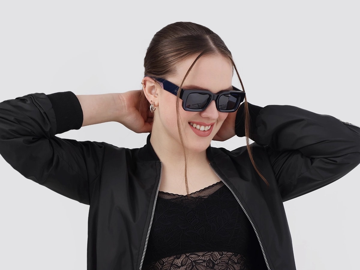 Thick Crystal Blue Rectangle Sunglasses-53