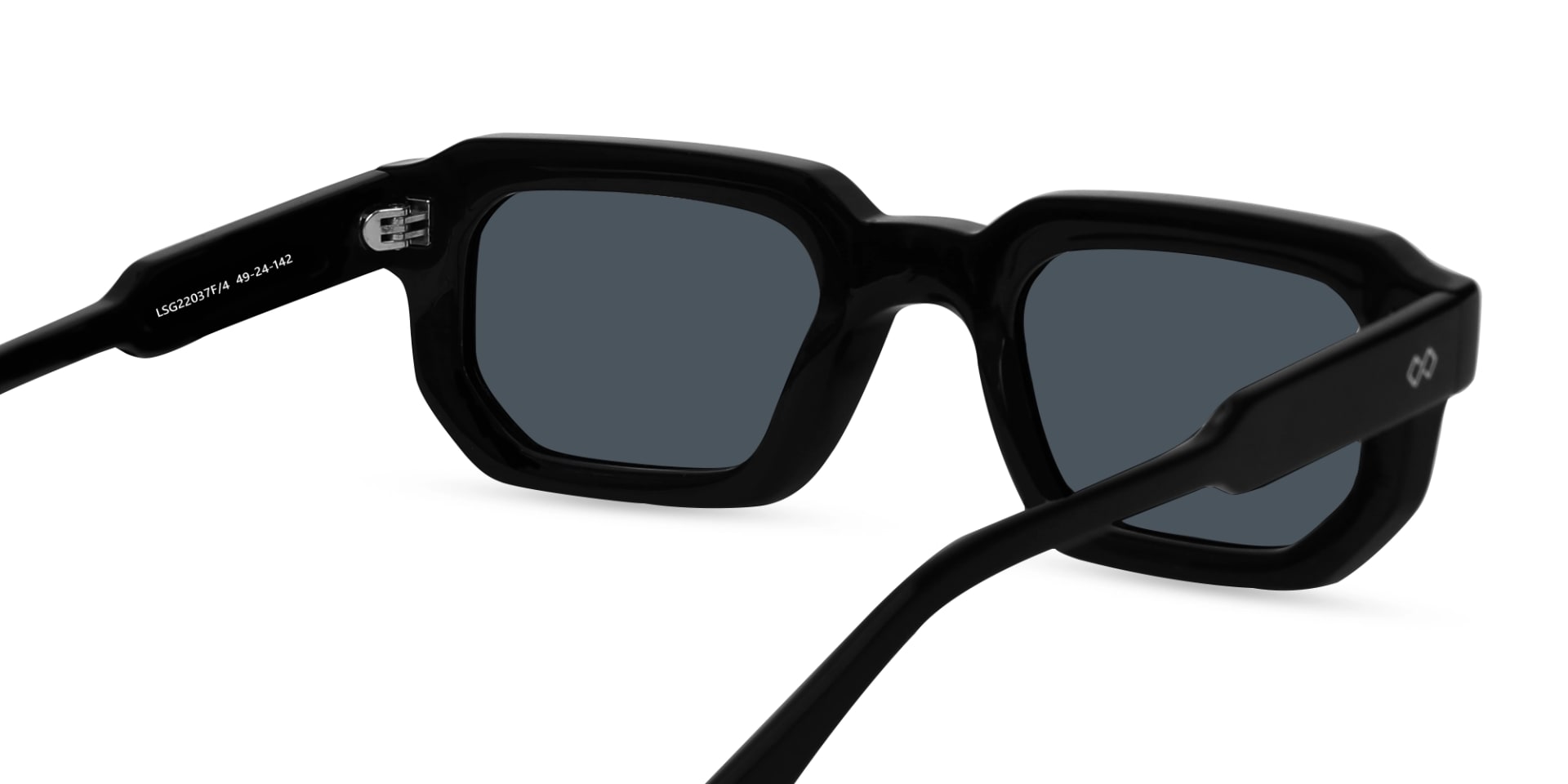 Black Rectangle Acetate Full Rim Sunglasses-5