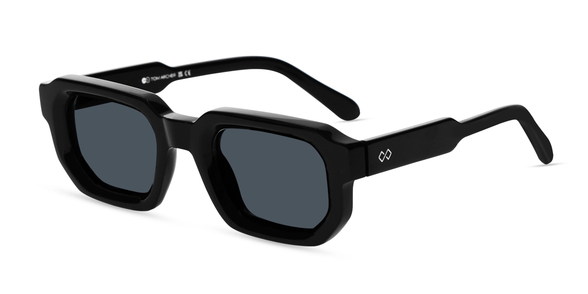 Black Rectangle Acetate Full Rim Sunglasses-3