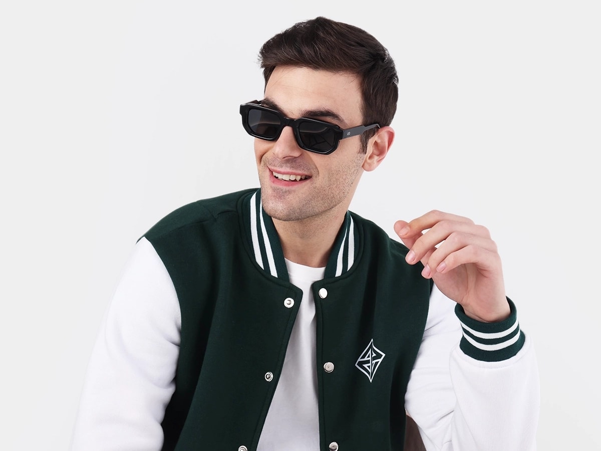 Black Rectangle Acetate Full Rim Sunglasses 41
