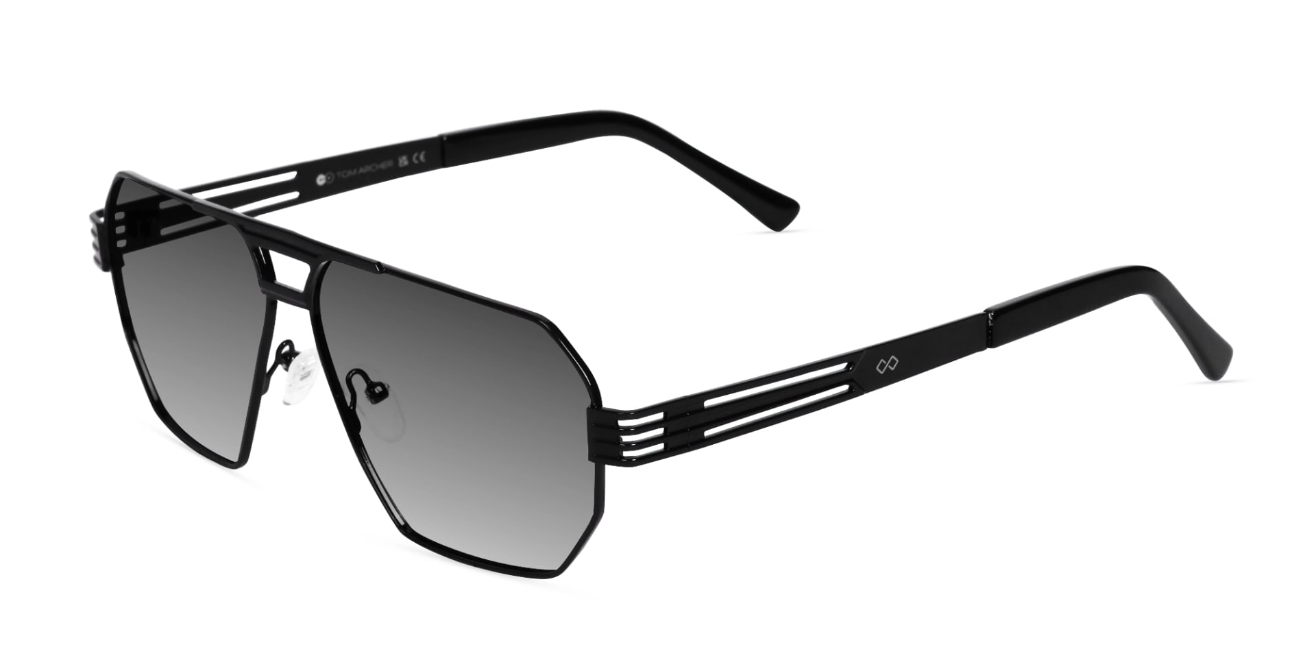 Black Metal Double Bridge Sunglasses-3