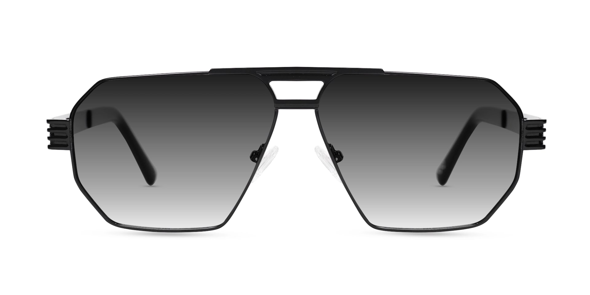 Black Metal Double Bridge Sunglasses-1