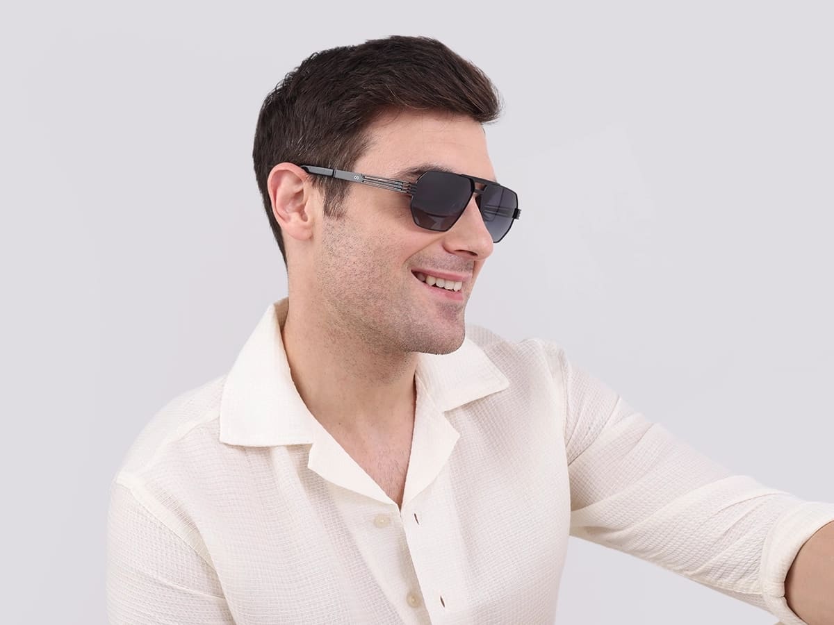 Black Metal Double Bridge Sunglasses-42
