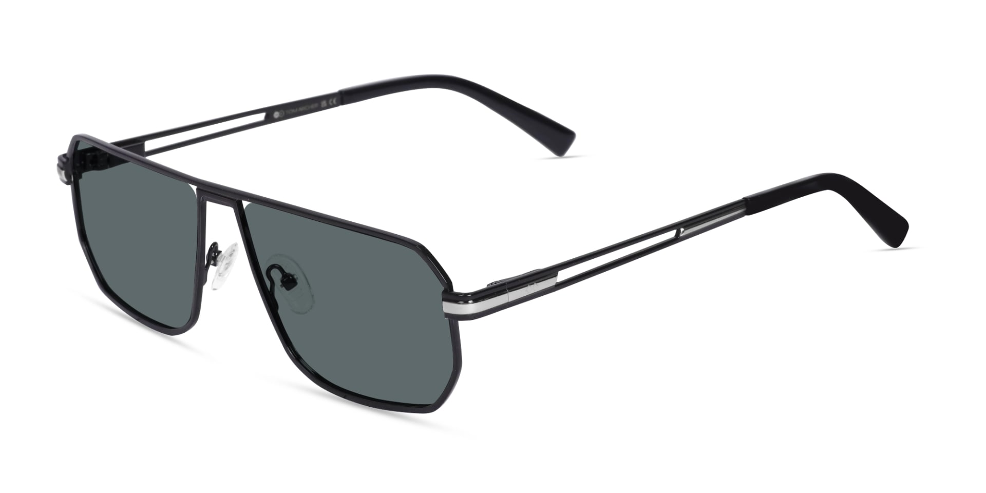Stylish Black Metal Pilot Sunglasses-3
