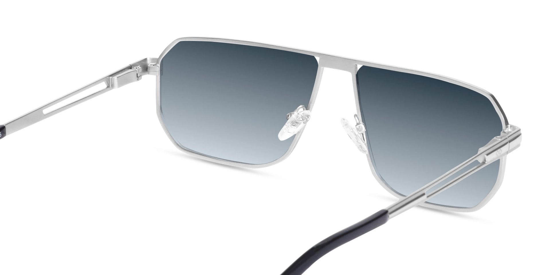 Matte Silver Pilot Flat Top Sunglasses-5