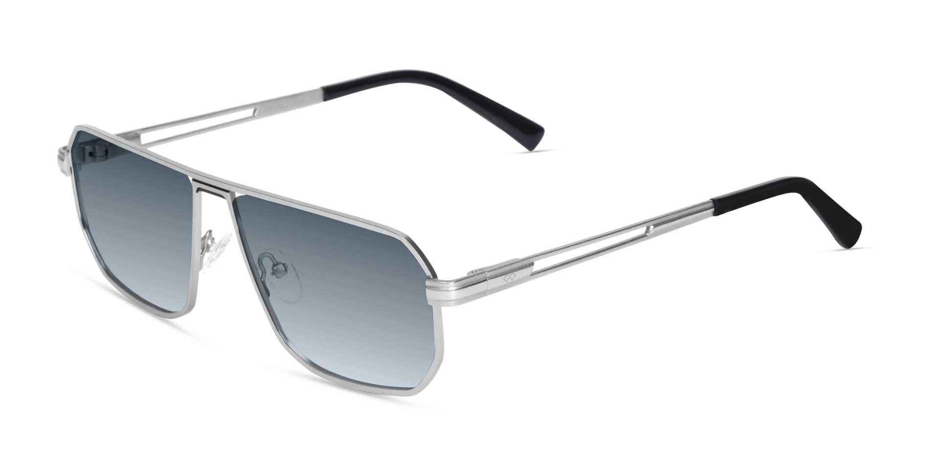 Matte Silver Pilot Flat Top Sunglasses-3