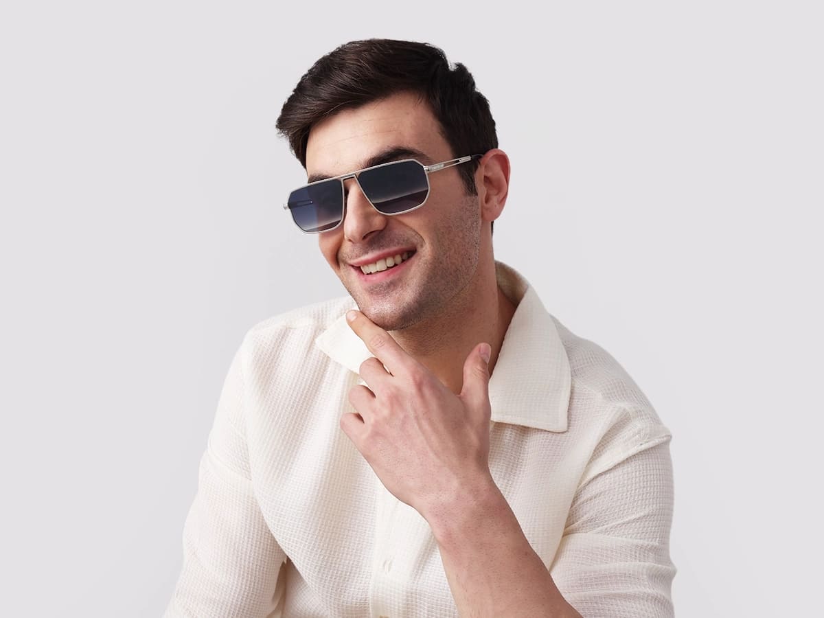 Matte Silver Pilot Flat Top Sunglasses 41