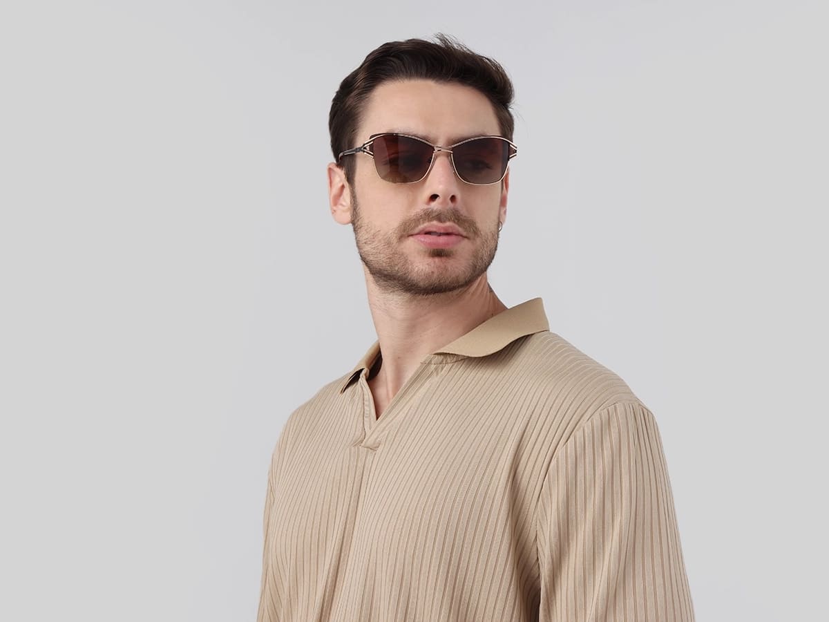 Champagne Gold & Brown Butterfly Sunglasses | Specscart-41