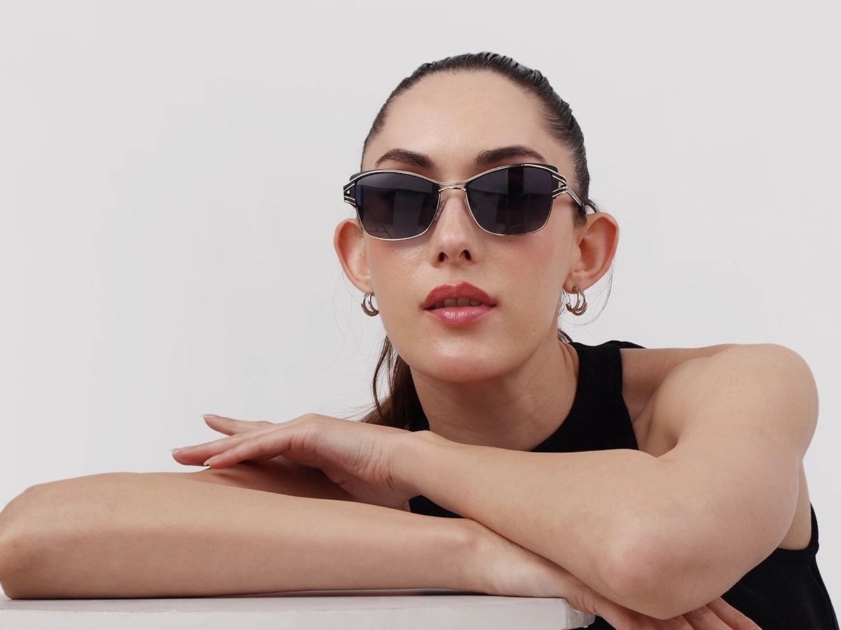 Champagne Gold & Black Butterfly Sunglasses-52