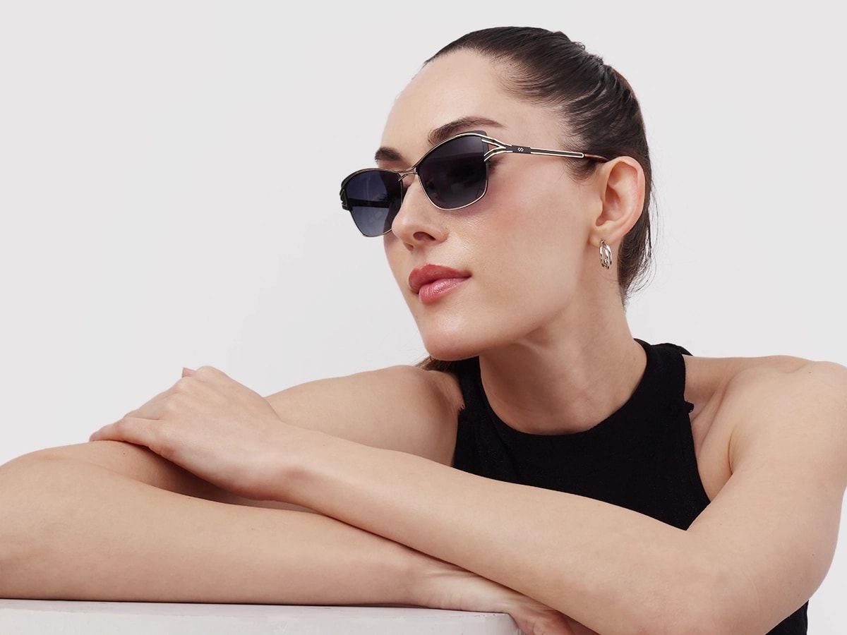 Champagne Gold & Black Butterfly Sunglasses-51