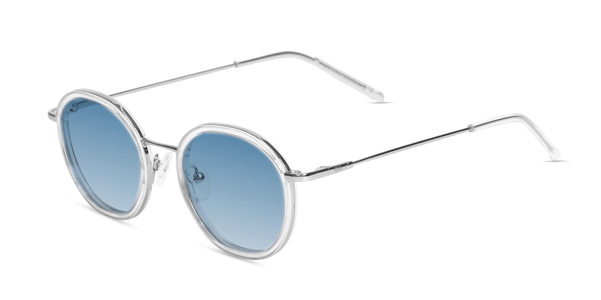 Crystal Clear & Silver Round Sunglasses | Specscart-3
