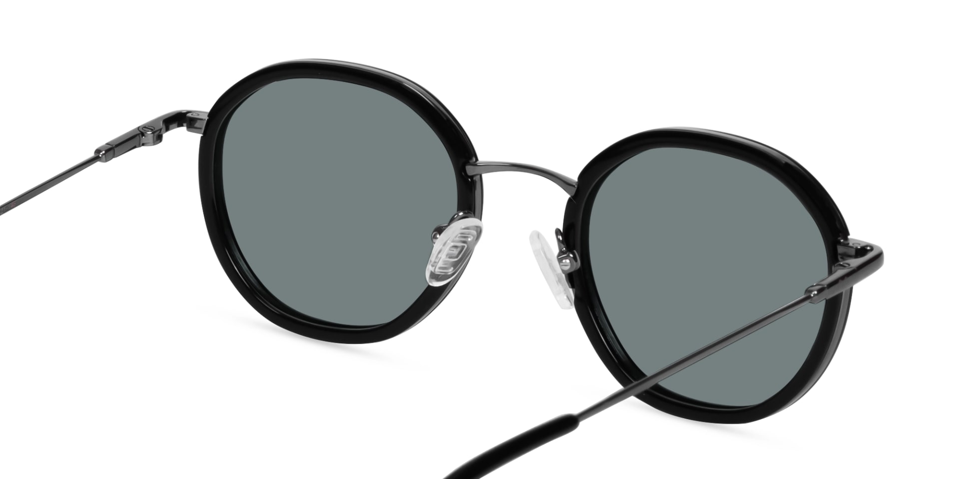 Black & Gunmetal Round Sunglasses | Specscart-5